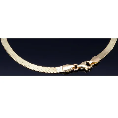 Flaches, elegantes Armband aus exquisitem 585er 14k Gold in feinem Panzerglied-Design - ca. 18,5 cm Länge