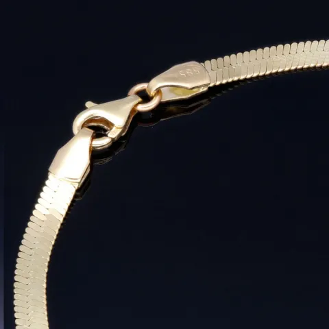Flaches, elegantes Armband aus exquisitem 585er 14k Gold in feinem Panzerglied-Design - ca. 18,5 cm Länge