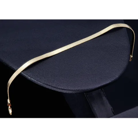 Flaches, elegantes Armband aus exquisitem 585er 14k Gold in feinem Panzerglied-Design - ca. 18,5 cm Länge
