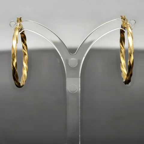 Glänzend polierte Twist - Creolen aus edlem Gold (14K 585 Gelbgold)