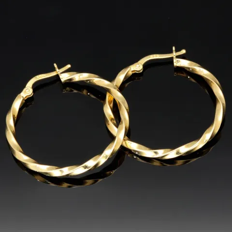 Glänzend polierte Twist - Creolen aus edlem Gold (14K 585 Gelbgold)