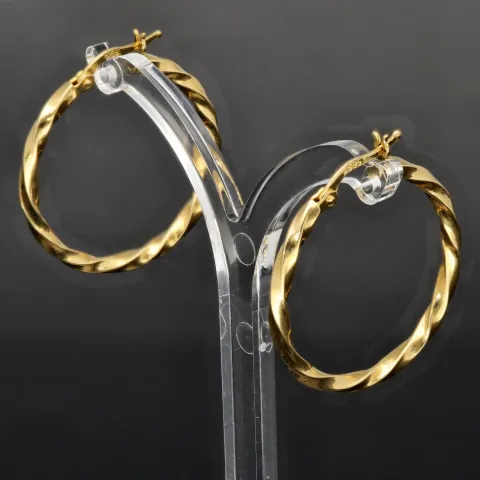 Glänzend polierte Twist - Creolen aus edlem Gold (14K 585 Gelbgold)