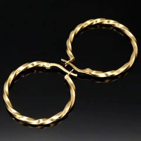 Glänzend polierte Twist - Creolen aus edlem Gold (14K 585 Gelbgold)