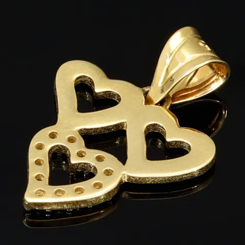 Stilvoller Herz-Anhänger aus hochwertigem 585er 14K Gold (Bicolor - Gelbgold und Weißgold) mit funkelnden Zirkonia