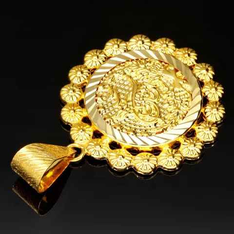 Funkelnder Osmanischer, türkischer Kurush-Anhänger mit aufwendigen und feinen Details aus hochwertigem Gold (14K 585 Gelbgold)