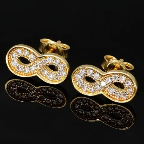 Trendige Infinity-Ohrstecker - Unendlichkeitssymbol-Ohrstecker aus hochwertigem 585 / 14K Gold mit feinem Zirkonia