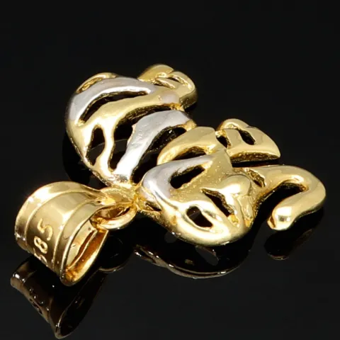 Exquisiter Elefanten-Anhänger aus funkelndem 14K 585 Bicolor Gold (Gelb- und Weissgold)
