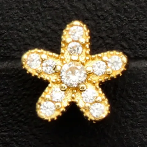 Edle Blumen-Ohrstecker in Blütenform (585er 14K) mit feinem, leuchtendem Zirkoniabesatz