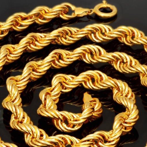 XXXL Kordelkette, hochwertig gearbeitet in ca. 95 cm MEGA Länge und ca. 8mm Breite aus edlem 585 Gold (14k)