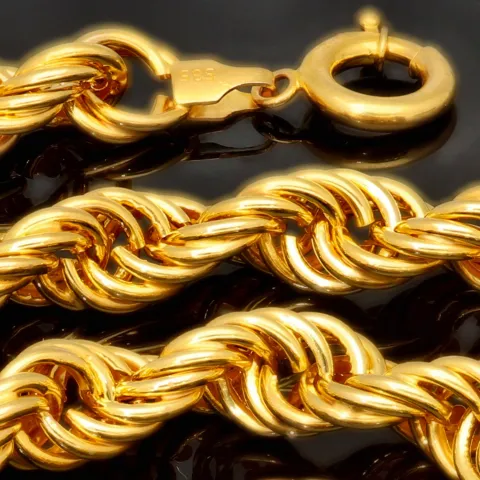 XXXL Kordelkette, hochwertig gearbeitet in ca. 95 cm MEGA Länge und ca. 8mm Breite aus edlem 585 Gold (14k)