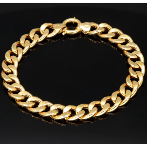 Exklusives Panzerarmband aus hochwertigem, hochglanzpoliertem 585er Gelbgold (14 Karat) mit einer Breite von ca. 9 mm und einer Länge von ca. 20,5 cm