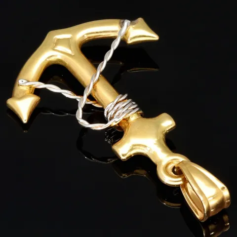 Hochwertig gearbeiteter Anker-Anhänger aus funkelndem Bicolor 14k / 585 Gold (Gelbgold und Weißgold)