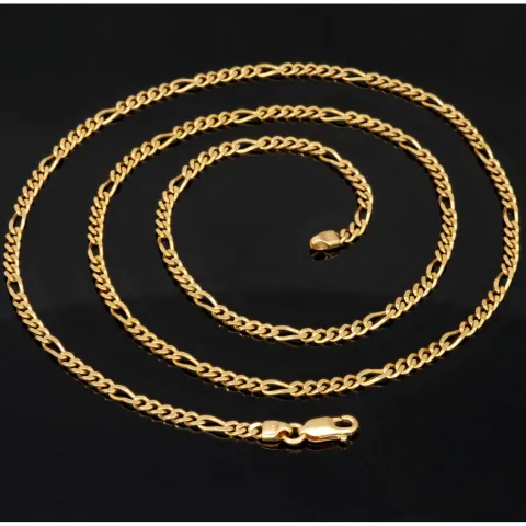 Hochwertig gearbeitete Goldkette / Figarokette aus funkelndem Gold (333 / 8K Gelbgold) - ca. 60cm lang, ca. 3mm