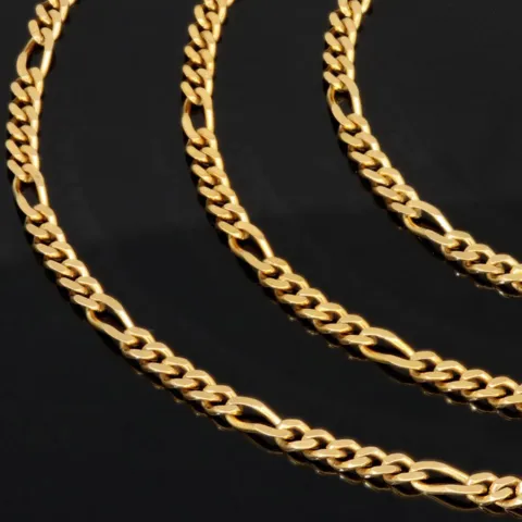 Hochwertig gearbeitete Goldkette / Figarokette aus funkelndem Gold (333 / 8K Gelbgold) - ca. 60cm lang, ca. 3mm