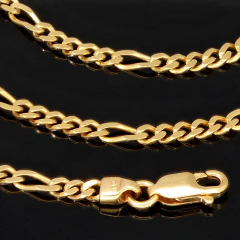 Hochwertig gearbeitete Goldkette / Figarokette aus funkelndem Gold (333 / 8K Gelbgold) - ca. 60cm lang, ca. 3mm