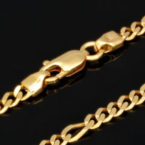Hochwertig gearbeitete Goldkette / Figarokette aus funkelndem Gold (333 / 8K Gelbgold) - ca. 60cm lang, ca. 3mm