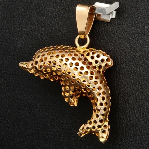 Kunstvoller Delfin-Anhänger in edlem Design aus hochwertigem Gold (14K 585 Gelbgold)
