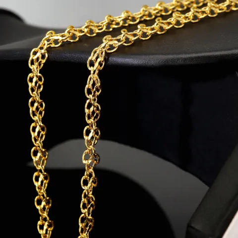 Edle Goldkette für Damen in außergewöhnlichem Design aus glänzendem 375 (9k) Gelbgold in ca. 50cm Länge