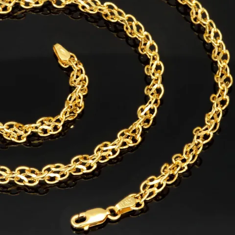 Edle Goldkette für Damen in außergewöhnlichem Design aus glänzendem 375 (9k) Gelbgold in ca. 50cm Länge