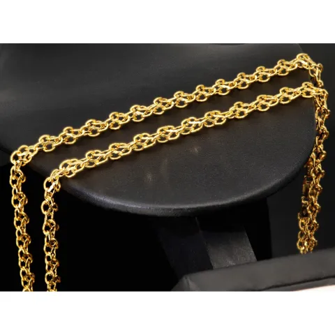 Edle Goldkette für Damen in außergewöhnlichem Design aus glänzendem 375 (9k) Gelbgold in ca. 50cm Länge