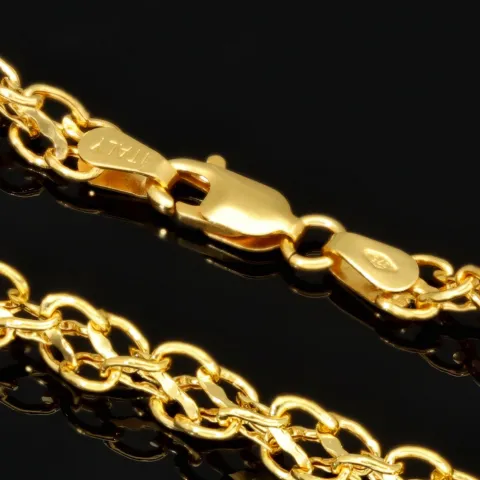 Edle Goldkette für Damen in außergewöhnlichem Design aus glänzendem 375 (9k) Gelbgold in ca. 50cm Länge