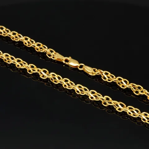 Edle Goldkette für Damen in außergewöhnlichem Design aus glänzendem 375 (9k) Gelbgold in ca. 50cm Länge