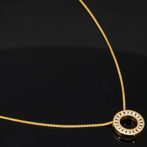 Christ Markenschmuck - Elegantes Schmuck-Set bestehend aus einer hochwertigen 14K / 585 Gold - Goldkette (ca. 45cm) und einem Rondell-Anhänger mit Brillanten