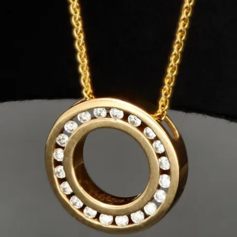 Christ Markenschmuck - Elegantes Schmuck-Set bestehend aus einer hochwertigen 14K / 585 Gold - Goldkette (ca. 45cm) und einem Rondell-Anhänger mit Brillanten