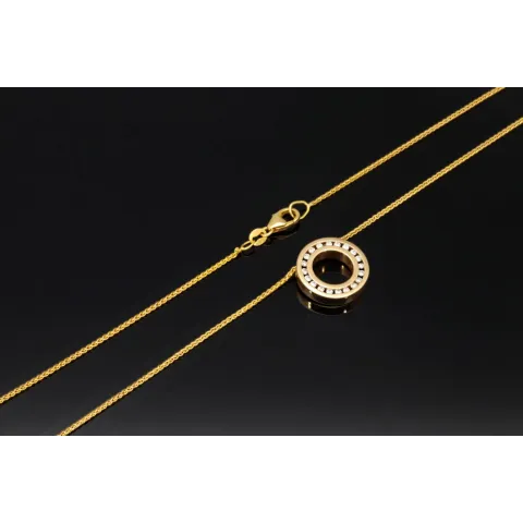 Christ Markenschmuck - Elegantes Schmuck-Set bestehend aus einer hochwertigen 14K / 585 Gold - Goldkette (ca. 45cm) und einem Rondell-Anhänger mit Brillanten