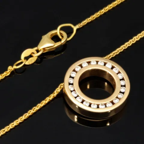 Christ Markenschmuck - Elegantes Schmuck-Set bestehend aus einer hochwertigen 14K / 585 Gold - Goldkette (ca. 45cm) und einem Rondell-Anhänger mit Brillanten