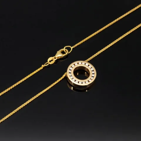 Christ Markenschmuck - Elegantes Schmuck-Set bestehend aus einer hochwertigen 14K / 585 Gold - Goldkette (ca. 45cm) und einem Rondell-Anhänger mit Brillanten