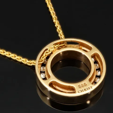Christ Markenschmuck - Elegantes Schmuck-Set bestehend aus einer hochwertigen 14K / 585 Gold - Goldkette (ca. 45cm) und einem Rondell-Anhänger mit Brillanten