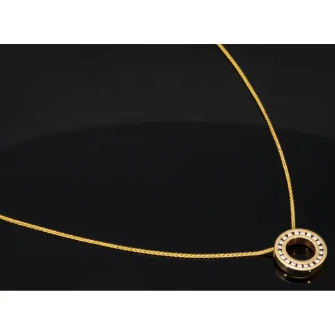Christ Markenschmuck - Elegantes Schmuck-Set bestehend aus einer hochwertigen 14K / 585 Gold - Goldkette (ca. 45cm) und einem Rondell-Anhänger mit Brillanten