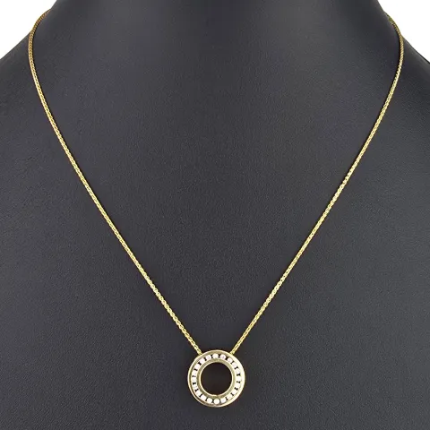 Christ Markenschmuck - Elegantes Schmuck-Set bestehend aus einer hochwertigen 14K / 585 Gold - Goldkette (ca. 45cm) und einem Rondell-Anhänger mit Brillanten
