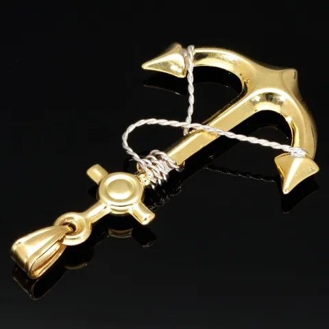 Fein gearbeiteter Anker-Anhänger aus edlem 14k / 585 Gold (Bicolor - Gelbgold und Weißgold)