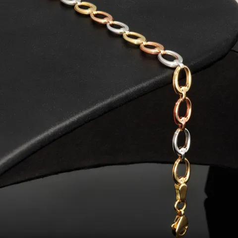 Elegantes Damen-Armband in außergewöhnlichem Tricolor-Design aus 585er 14k Gold (Gelbgold, Roségold und Weißgold) ca. 19,5 cm