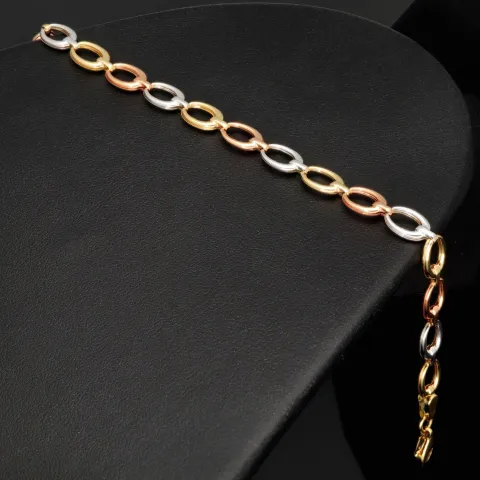 Elegantes Damen-Armband in außergewöhnlichem Tricolor-Design aus 585er 14k Gold (Gelbgold, Roségold und Weißgold) ca. 19,5 cm