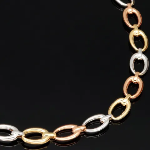 Elegantes Damen-Armband in außergewöhnlichem Tricolor-Design aus 585er 14k Gold (Gelbgold, Roségold und Weißgold) ca. 19,5 cm
