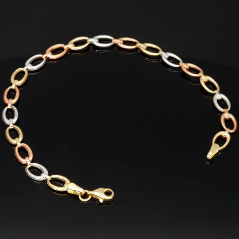 Elegantes Damen-Armband in außergewöhnlichem Tricolor-Design aus 585er 14k Gold (Gelbgold, Roségold und Weißgold) ca. 19,5 cm