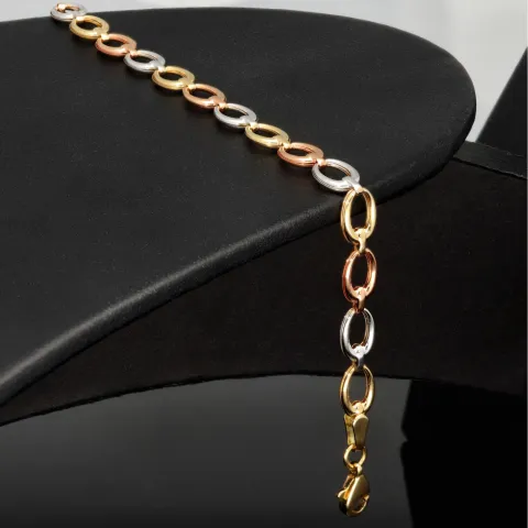 Elegantes Damen-Armband in außergewöhnlichem Tricolor-Design aus 585er 14k Gold (Gelbgold, Roségold und Weißgold) ca. 19,5 cm