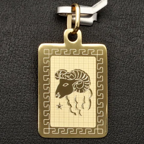 Hochwertig gearbeiteter Sternzeichen Widder- Anhänger in feinem Greco-Design aus funkelndem Gold (14K / 585 Gelbgold)