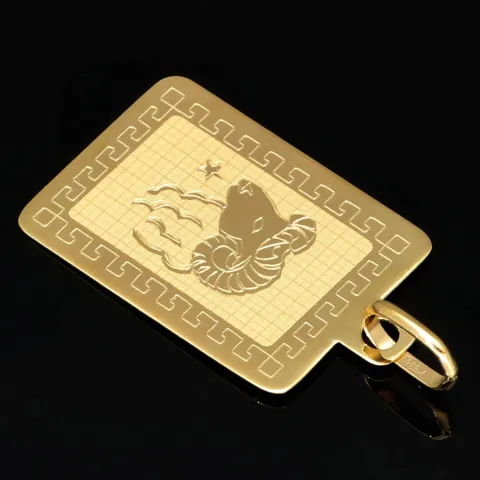 Hochwertig gearbeiteter Sternzeichen Widder- Anhänger in feinem Greco-Design aus funkelndem Gold (14K / 585 Gelbgold)
