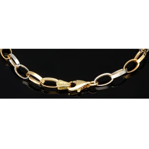 Funkelndes Bicolor-Ankerarmband aus edlem, polierten 14K 585er Weiß- und Gelbgold (ca. 19,5 cm Länge, 5mm Breite)