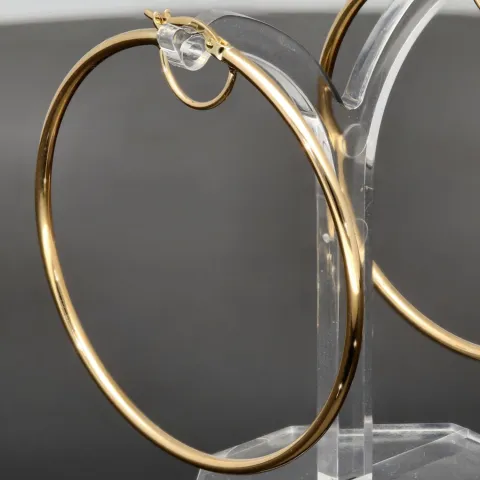 Stilvolle XXL Creolen aus funkelndem, glänzend poliertem 14K / 585 Gold (Gelbgold)