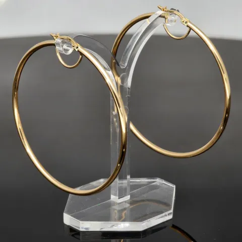 Stilvolle XXL Creolen aus funkelndem, glänzend poliertem 14K / 585 Gold (Gelbgold)