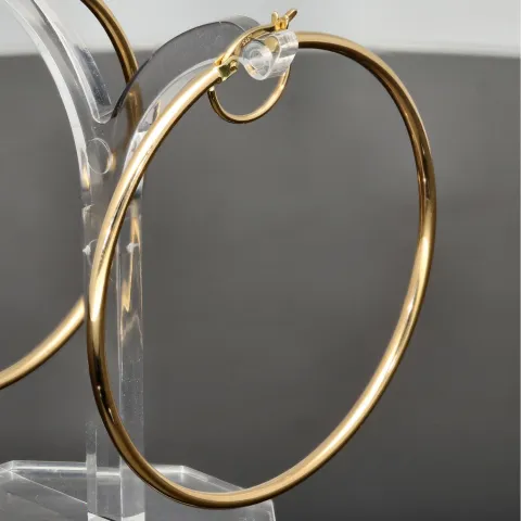 Stilvolle XXL Creolen aus funkelndem, glänzend poliertem 14K / 585 Gold (Gelbgold)