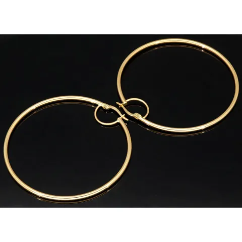 Stilvolle XXL Creolen aus funkelndem, glänzend poliertem 14K / 585 Gold (Gelbgold)
