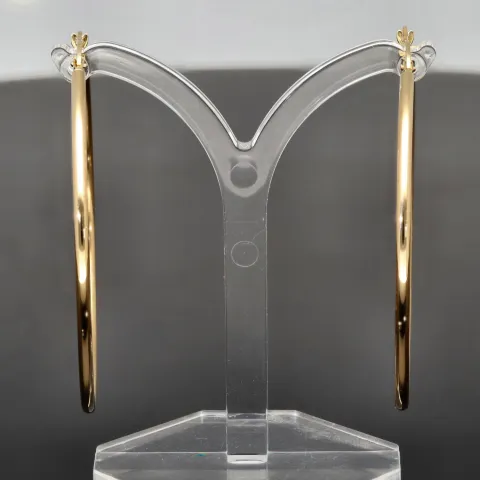 Stilvolle XXL Creolen aus funkelndem, glänzend poliertem 14K / 585 Gold (Gelbgold)