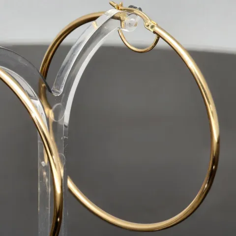 Stilvolle XXL Creolen aus funkelndem, glänzend poliertem 14K / 585 Gold (Gelbgold)