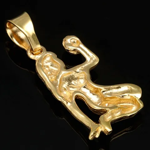 Hübscher Jungfrau Sternzeichen-Anhänger mit feinen Details aus edlem, polierten 14K 585 Gold (Gelbgold)